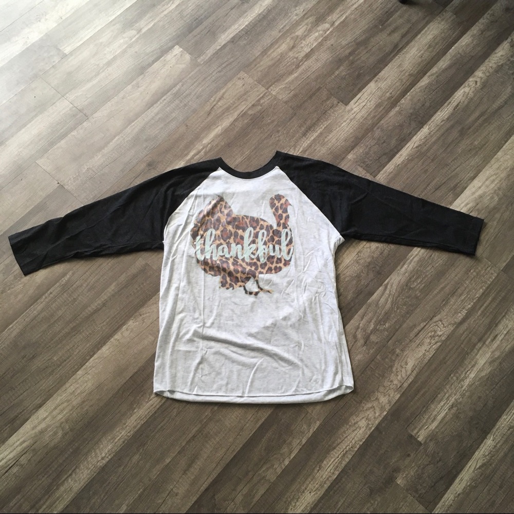 🔴SOLD! NEW Thankful Leopard Print Turkey Tee - Picture 3 of 13